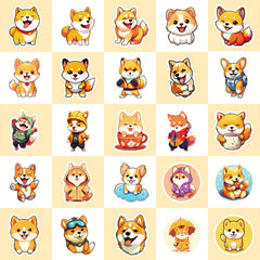 50pcs Corgi Stickers - Cute Dog Shiba Inu for Water Bottle Laptop Phone Skat