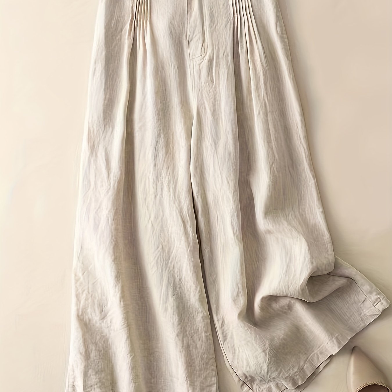 Vintage Solid Wide Leg Pants Elastic Waist