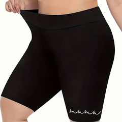Letter Print High-Rise Biker Shorts