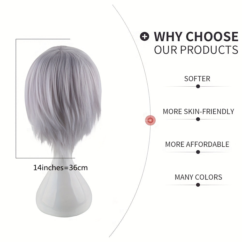 Men's Silver Gray Anime Costume Wig for Parties