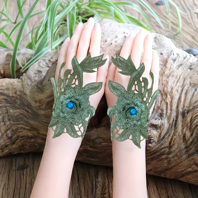 Ethnic Style Fingerless Gloves for Women with Handcrafted Embroidery