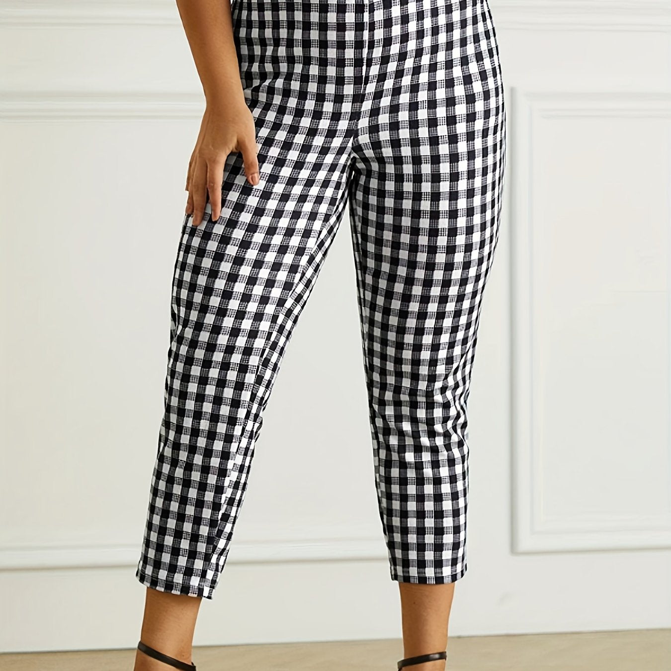 Plaid Print High Rise Crop Leggings