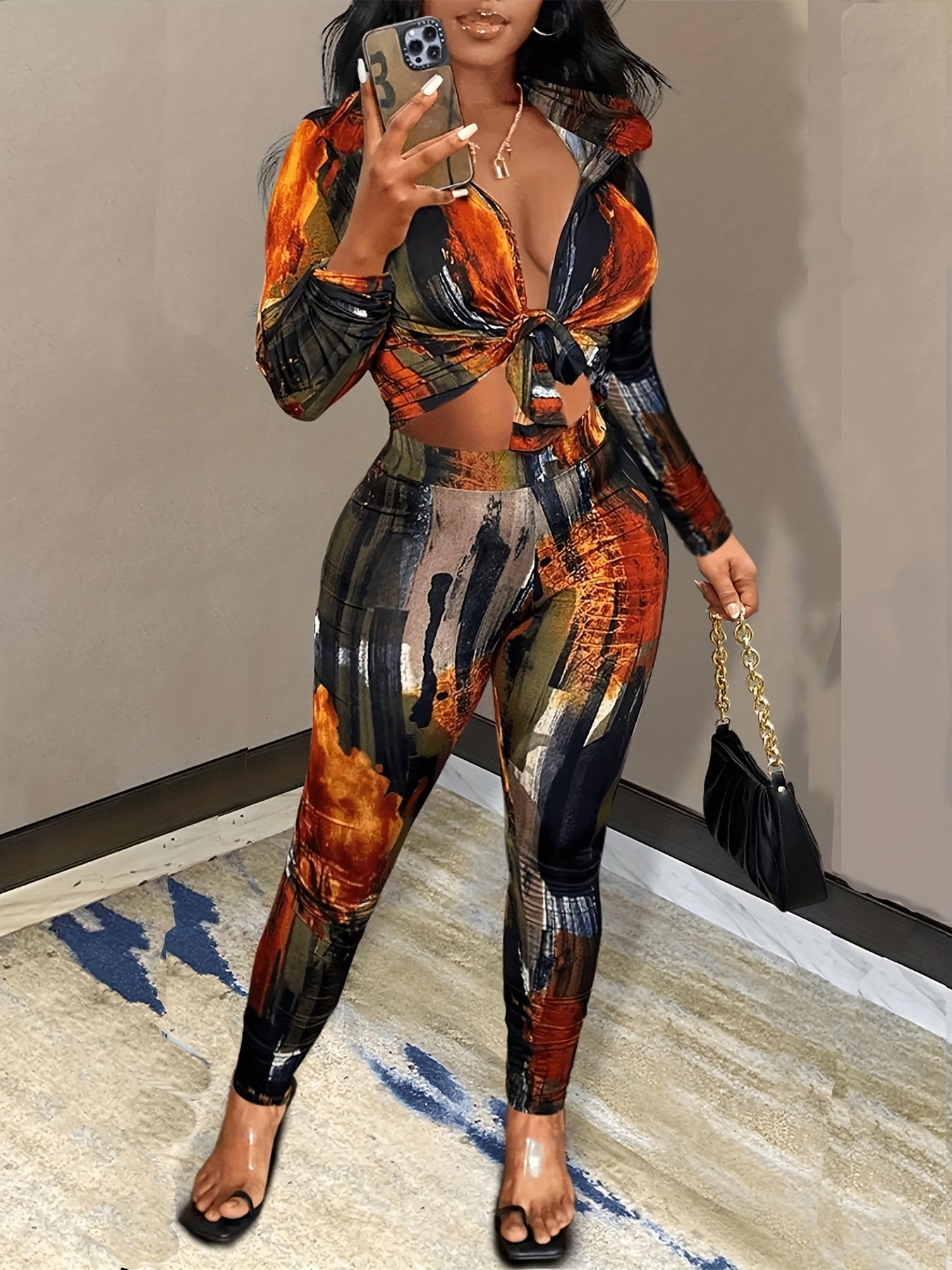 Tie Dye Long Sleeve Crop Top & Leggings Set