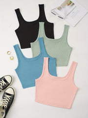 4-Pack Sleeveless Crop Tank Tops for Summer Casual Wear