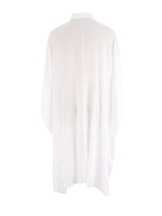 Boho Cover Up Sheer Button Up Batwing Sleeve Beach Cover Up