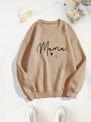 Mama Letter Print Pullover Sweatshirt for Fall & Winter Women's Clothing