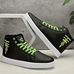 Solid High Top Skate Shoes for Men Non Slip Lace Up Sneakers