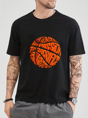 Men's Basketball Print Crew Neck T-shirt - Casual Summer Tee