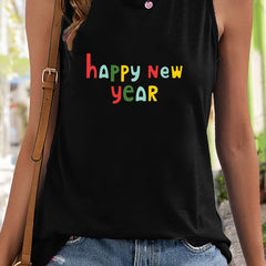 Happy Year Sleeveless Sports Vest Casual Tops Women's Activewear