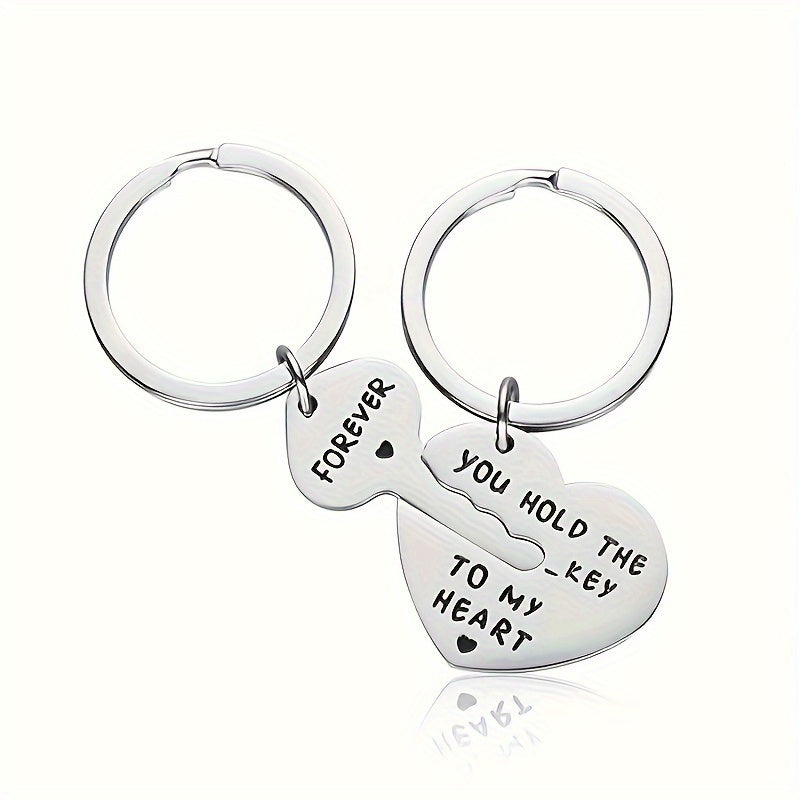 2pcs Stainless Steel Letter Keychain Set