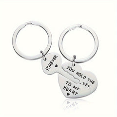 2pcs Stainless Steel Letter Keychain Set