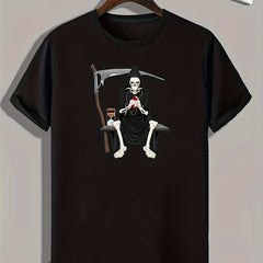 Skeleton Print Men's Graphic T shirt for Summer