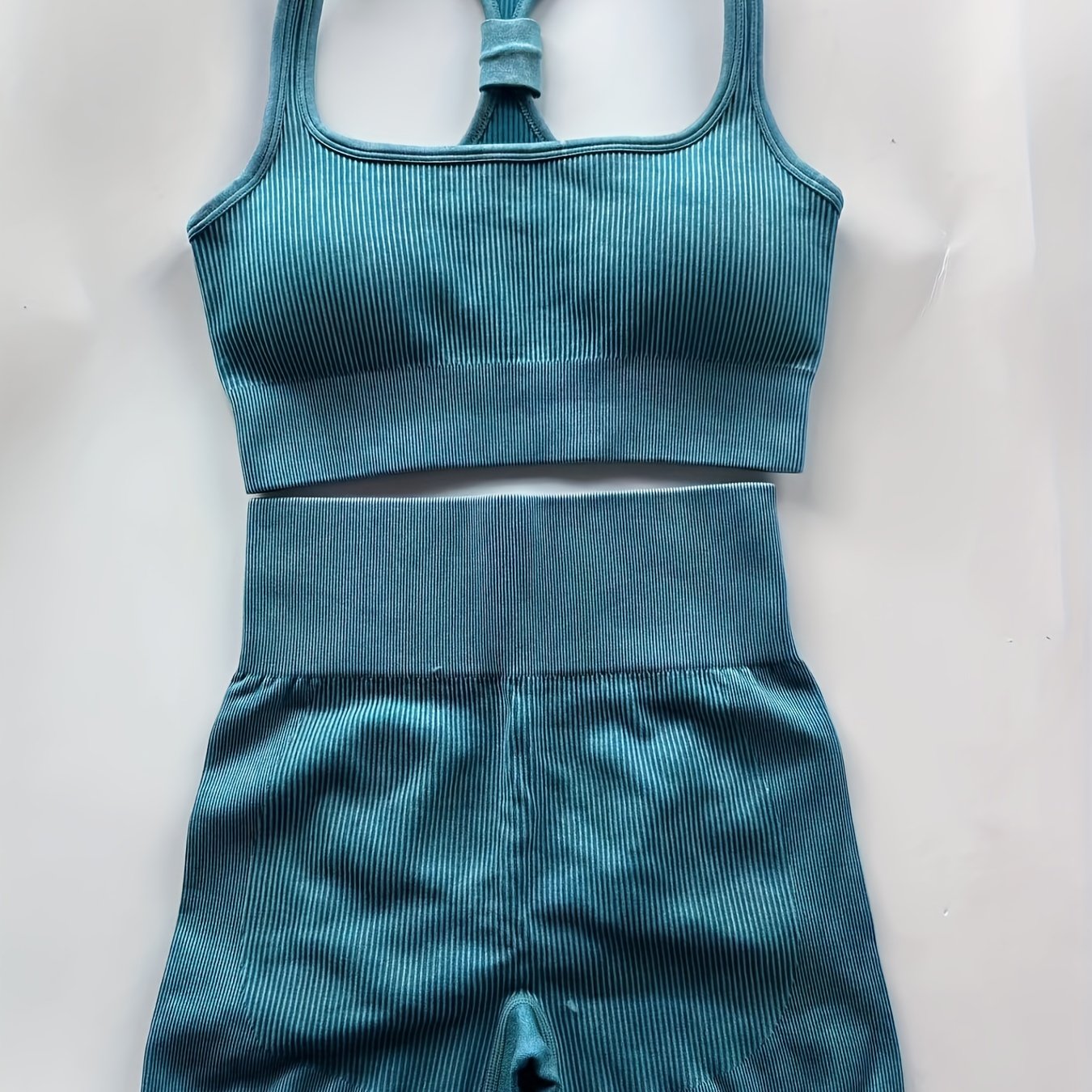 Ribbed Workout Sets Sports Bra & Fitness Shorts for Women