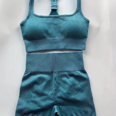 Ribbed Workout Sets Sports Bra & Fitness Shorts for Women
