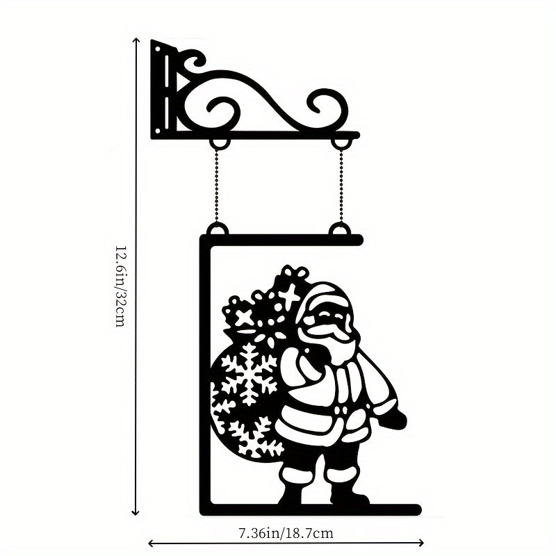 Wall Metal Santa Claus Decoration Craft Indoor Outdoor Garden Gift