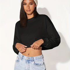Drop Shoulder Crop Pullover Active Sweatshirt