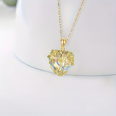 Tree Of Life Necklace Heart Shape Multicolor Crystal Pendant Necklace