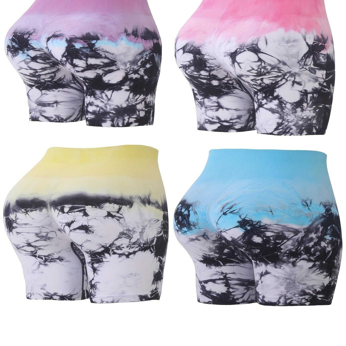 4Pcs High Waist Yoga Shorts Butt Lifting Seamless Fitness Sports Shorts