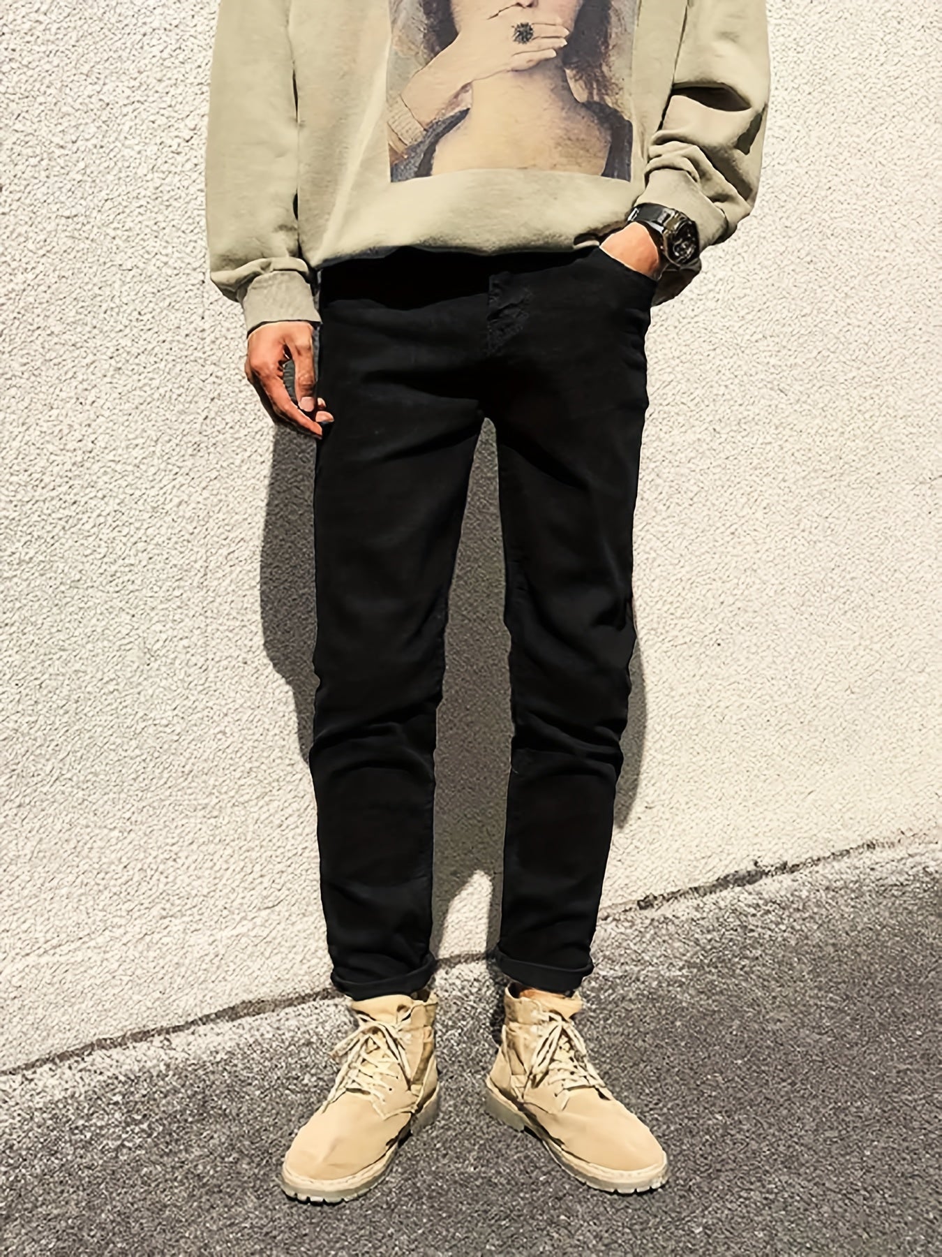 Classic Regular Fit Jeans Mens Casual Street Style All Match Denim Pants