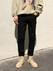 Classic Regular Fit Jeans Mens Casual Street Style All Match Denim Pants