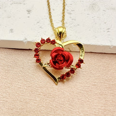Rose Heart Pendant Necklace Holiday Graduation Birthday Jewelry Gift