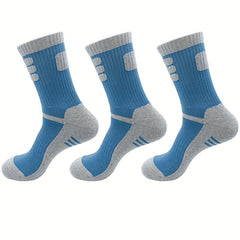 Men's Hiking Crew Socks Cushioned Outdoor Socks - 3 Pairs