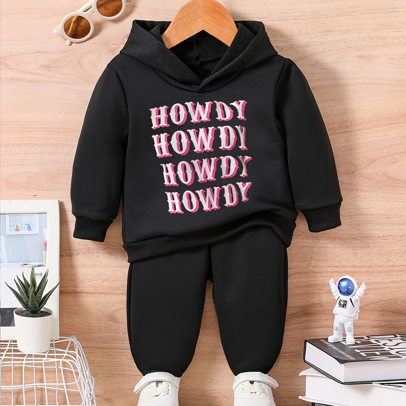 HOWDY Print Kids Outfit Toddler Baby Trousers Long Sleeve Sweatshirt Set