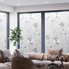 Hibiscus Flower Glass Window Film Privacy Heat Control Decorative