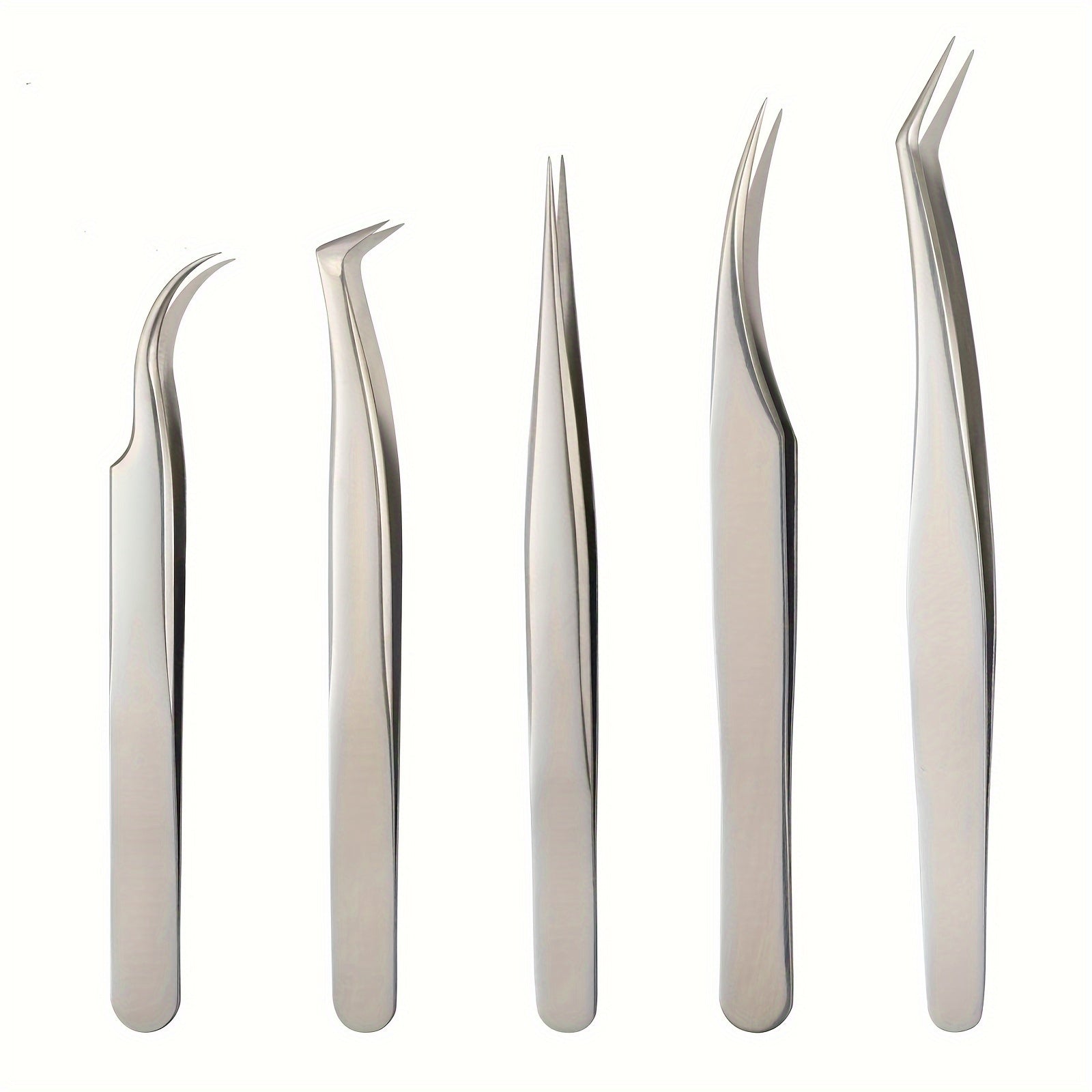 5pcs Eyelash Extension Tweezers Set Curved Straight Pointed Tip Applicator Tool