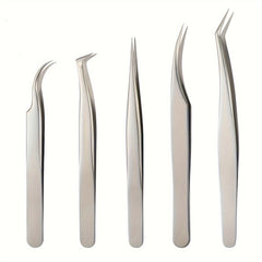 5pcs Eyelash Extension Tweezers Set Curved Straight Pointed Tip Applicator Tool