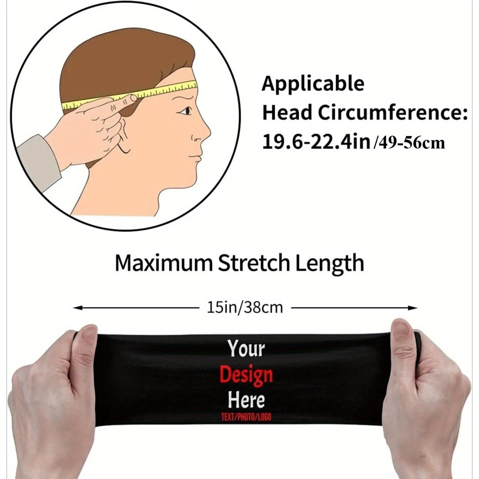 Personalized Sports Headbands with Name Photo Elastic Cl