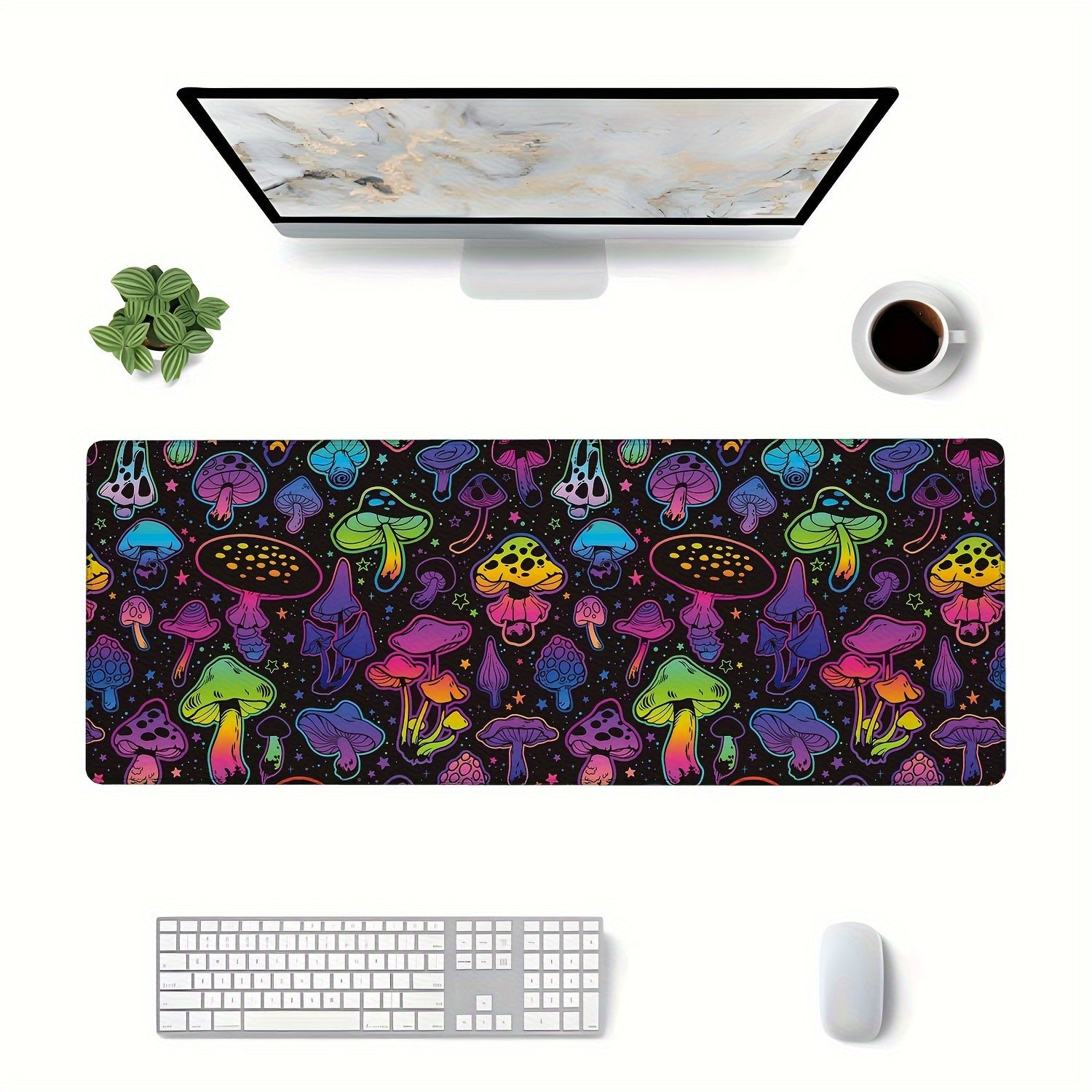Large Mushroom Star Mouse Pad 11.8x3 Desk Pad Non Slip Rubber