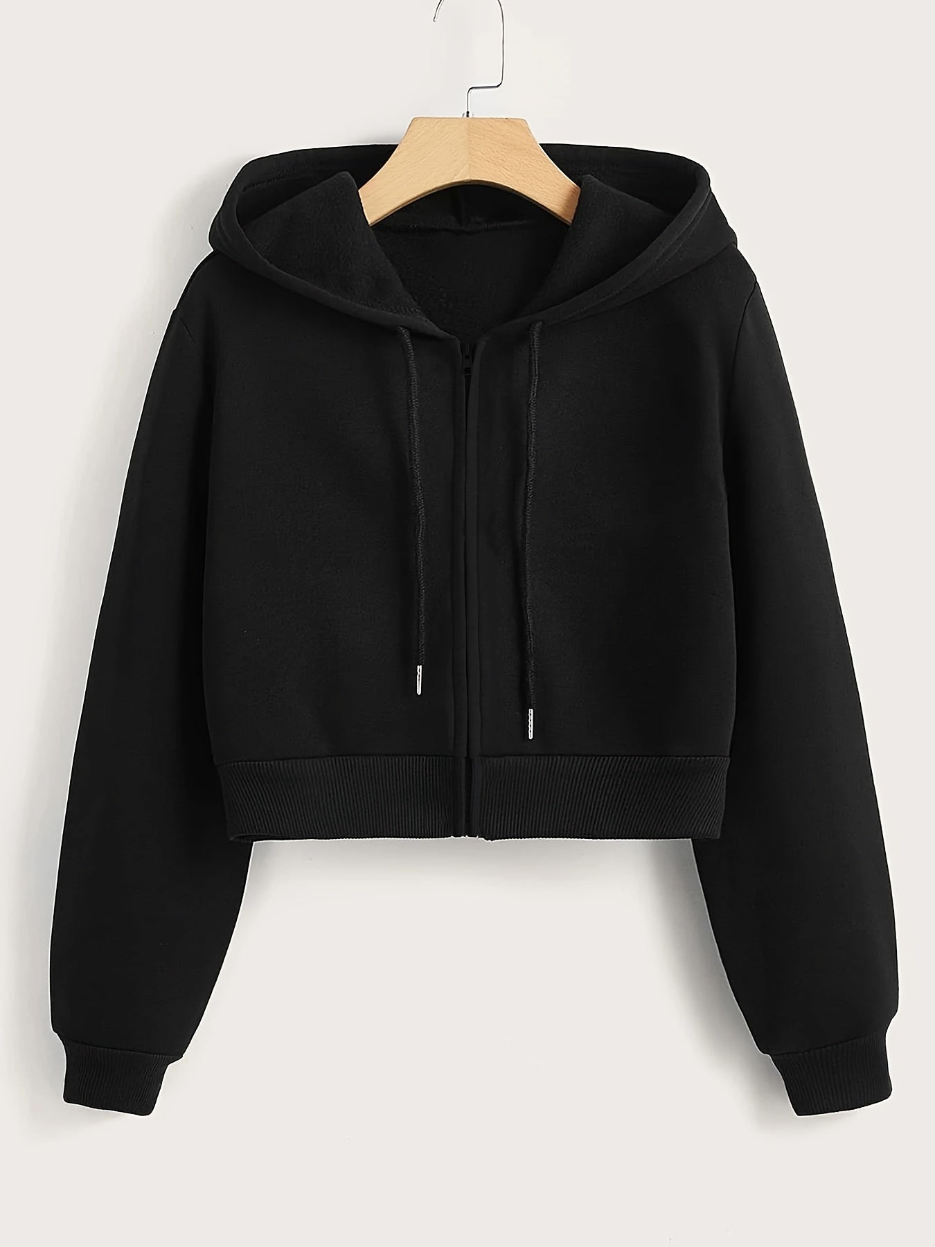 Women's Solid Hooded Sports Sweatshirt Zipper Up Long Sleeve Hoodie