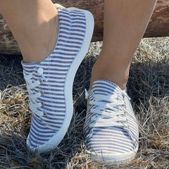 Striped Women's Casual Sneakers Lightweight Breathable Walking Shoes