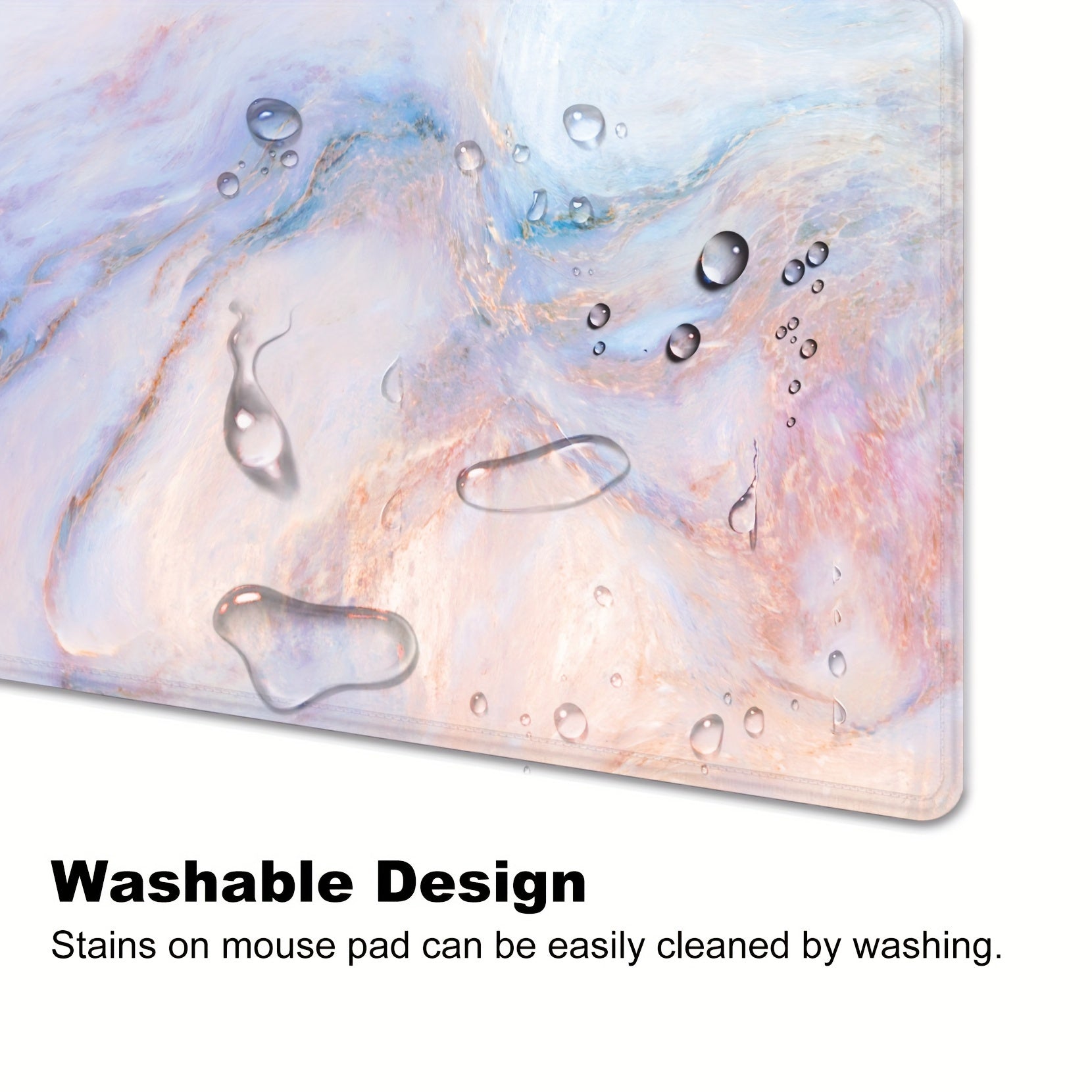 Pink Marble Mouse Pad with Stitched Square Design