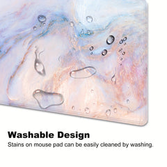 Pink Marble Mouse Pad with Stitched Square Design
