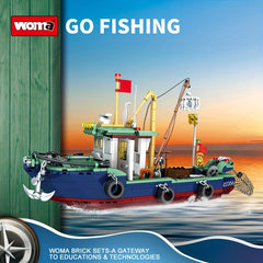 WOMA Fishing Boat Building Blocks Set Educational Toy for Kids