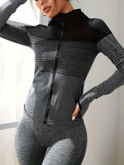 Striped Pattern Casual Sports Jacket Sweatshirts Coat
