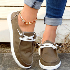 Coffee Boat Shoes Platform Lace Up Casual Walking Shoes Women