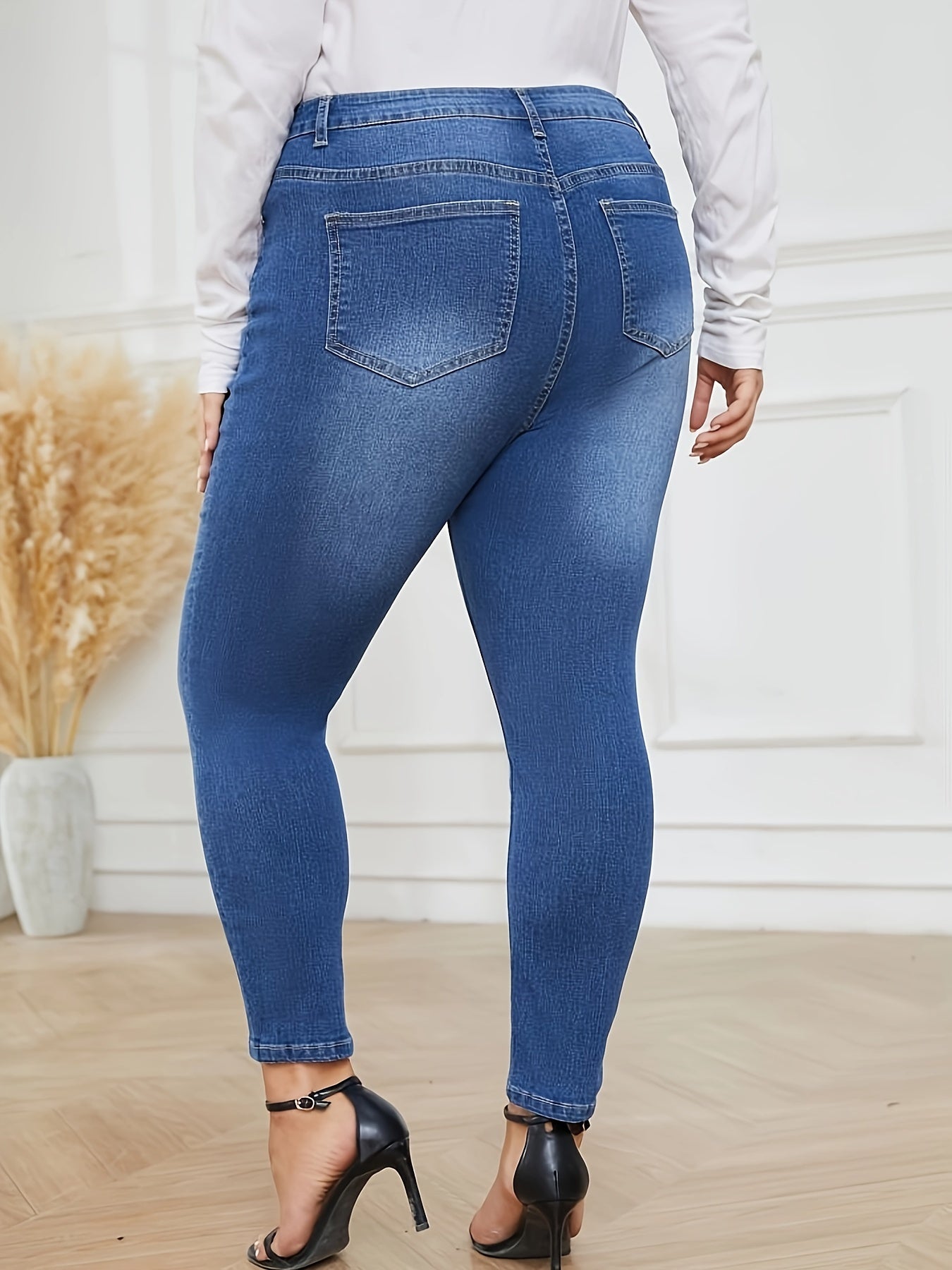 Women's Plus High Rise Ripped Skinny Jeans