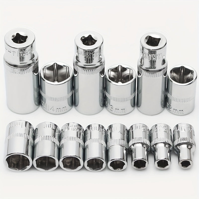 1/4 Socket Set Combination Hexagonal Socket Head Square Ratchet Wrench 6.3mm