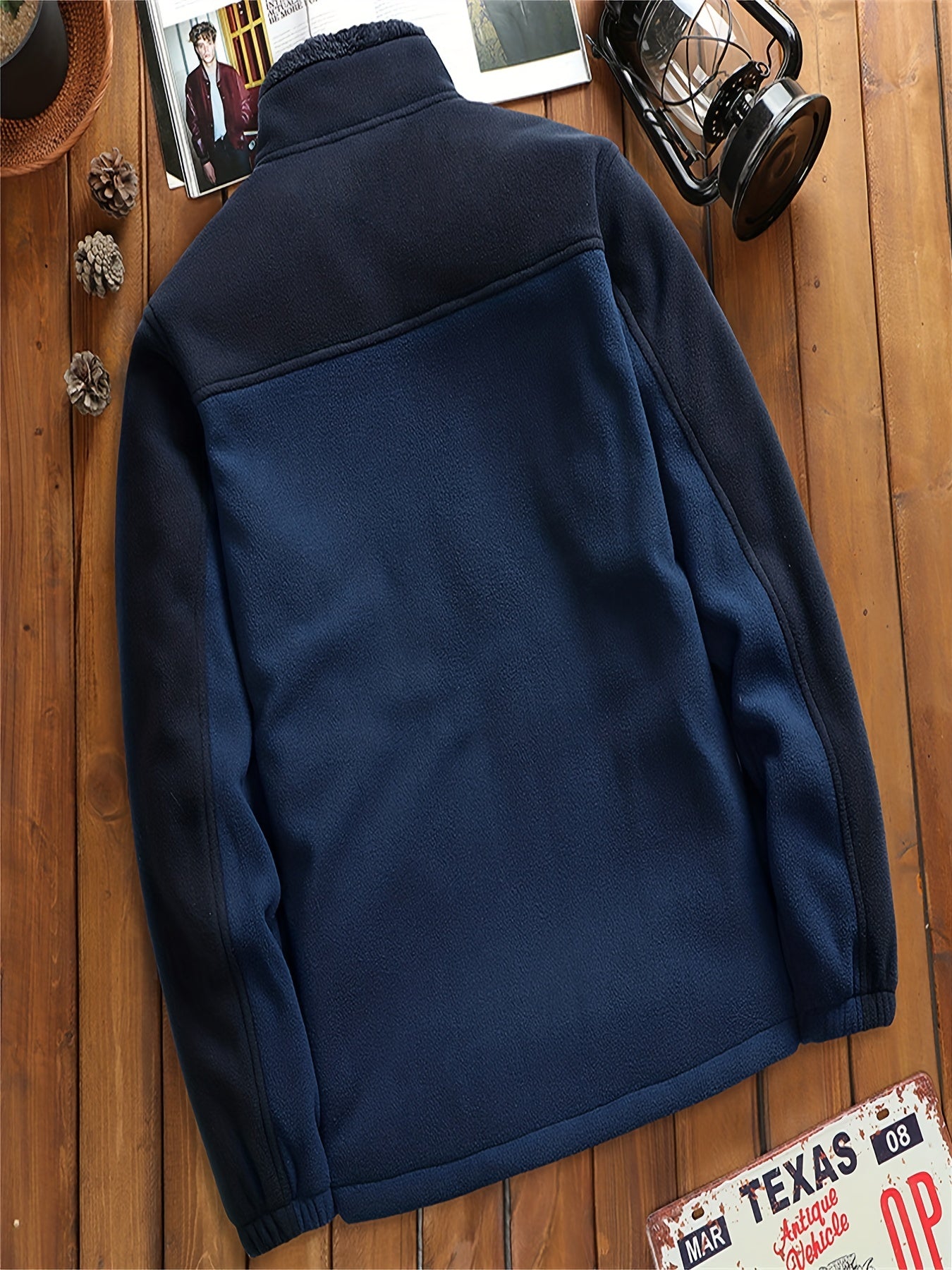 Men's Polar Fleece Jacket Stand Collar Stretch Coat