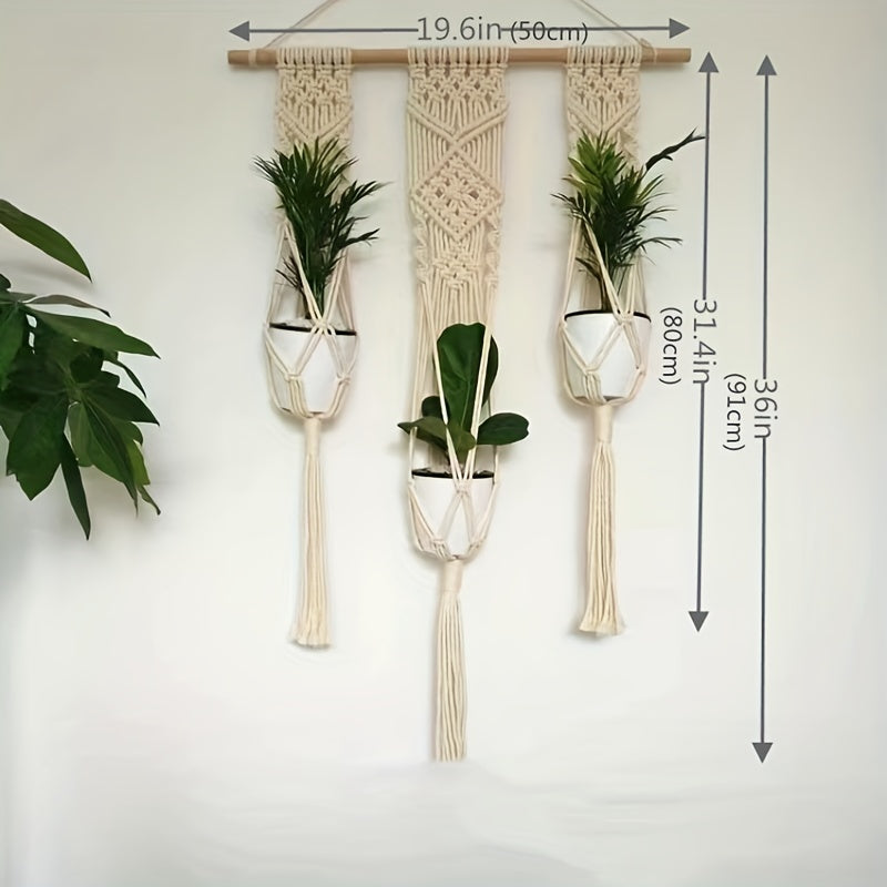 Macame Tassel Tapestry Flower Basket Plant Coat Hanger Wall Pendant
