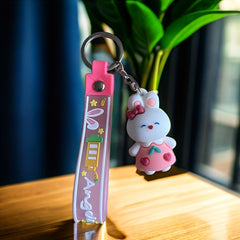 Cute Cartoon Rabbit Keychain Silicone Bunny Doll Keychain Pendant