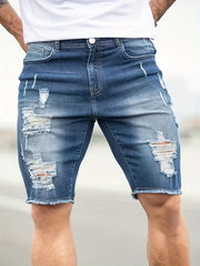 Slim Fit Ripped Denim Shorts Casual Street Style Distressed Denim Shorts