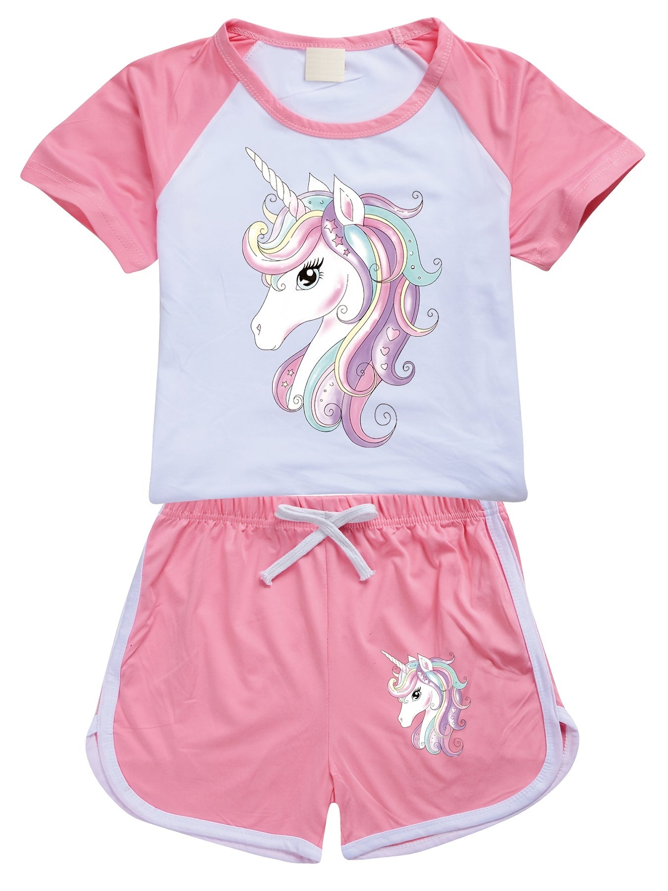 Unicorn Pattern Kid's PJ Set Comfy Loungewear for Summer