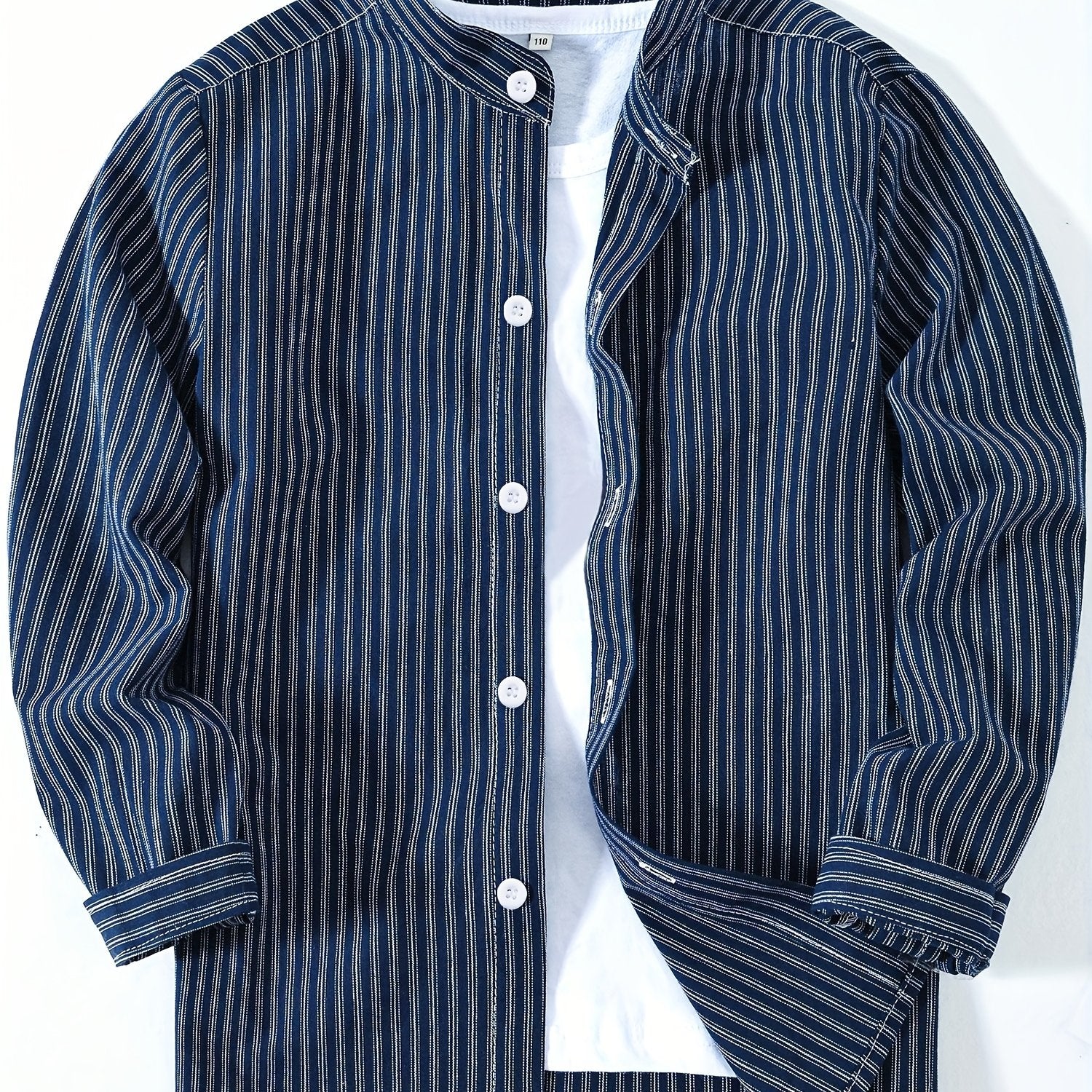 Boys Striped Casual Long Sleeve Lapel Shirt