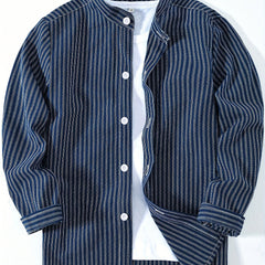 Boys Striped Casual Long Sleeve Lapel Shirt
