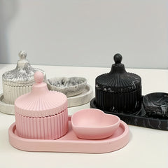 Concrete Stripe Storage Jar Silicone Mold DIY Heart Shaped Disc Elliptical