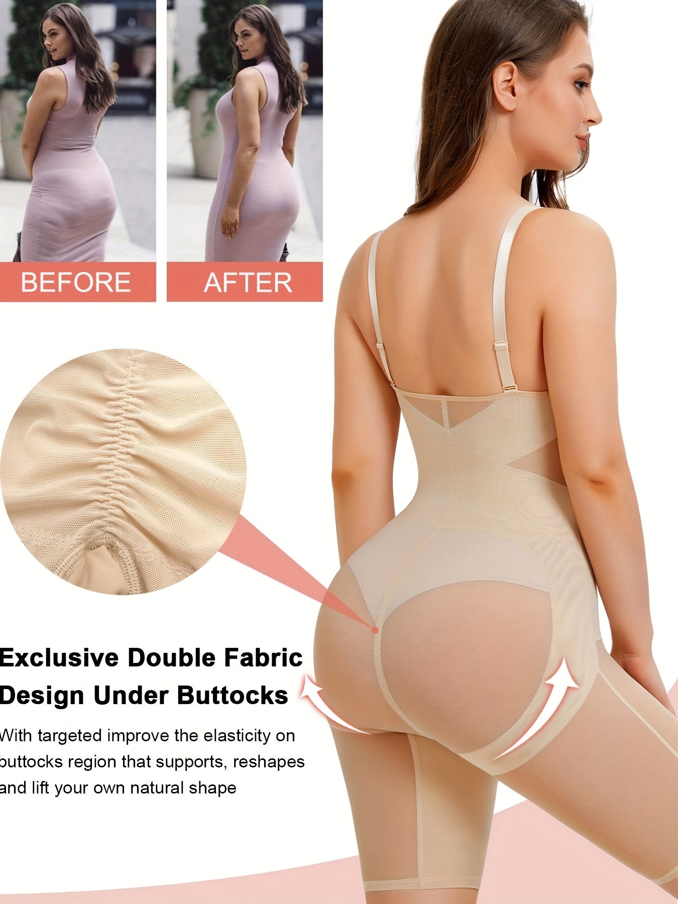 Mesh Shaping Romper V Neck Tummy Control Butt Lift Slimming Body Shaper